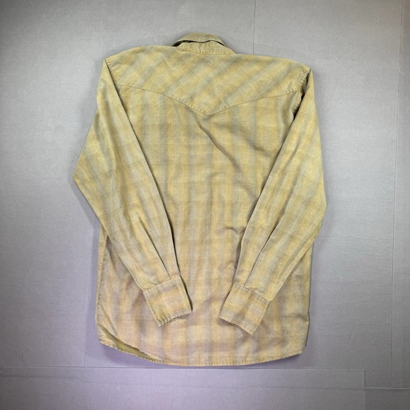 VTG BC Ethic Shirt Men M Pearl Snap Western Plaid Beige Cowboy Rancher Rodeo - Picture 3 of 8